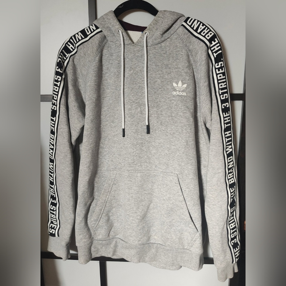 Adidas Gray Hoodie with Black Stripe Accents